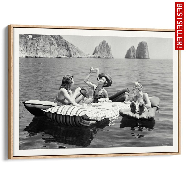 Pasta Off Capri | Italy A4 210 X 297Mm 8.3 11.7 Inches / Canvas Floating Frame: Natural Oak Timber