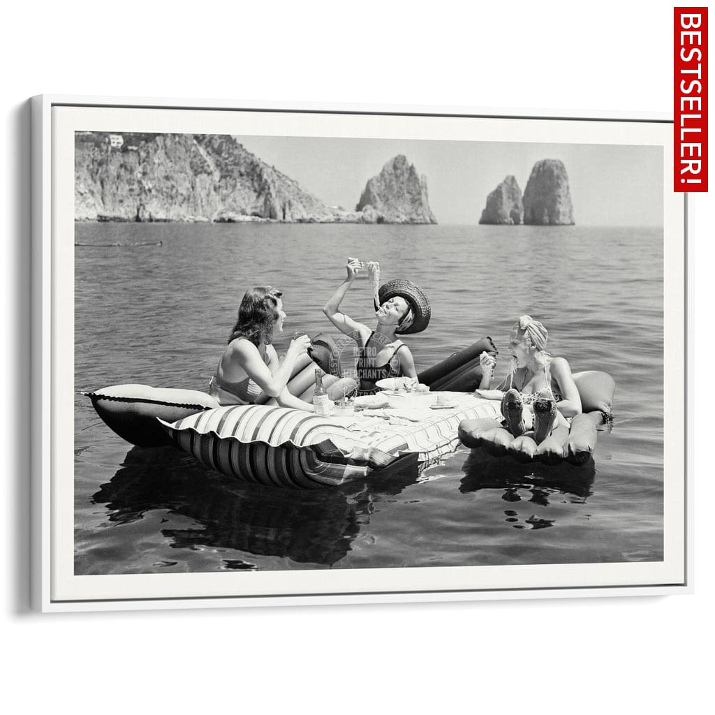 Pasta Off Capri | Italy A4 210 X 297Mm 8.3 11.7 Inches / Canvas Floating Frame: White Timber Print