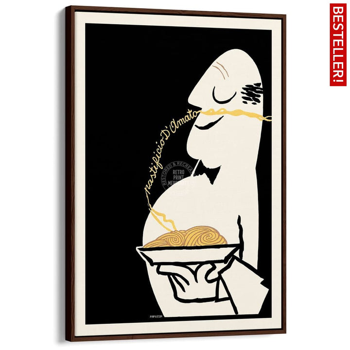 Pastificio Damato Black Background | Italy A3 297 X 420Mm 11.7 16.5 Inches / Canvas Floating Frame -