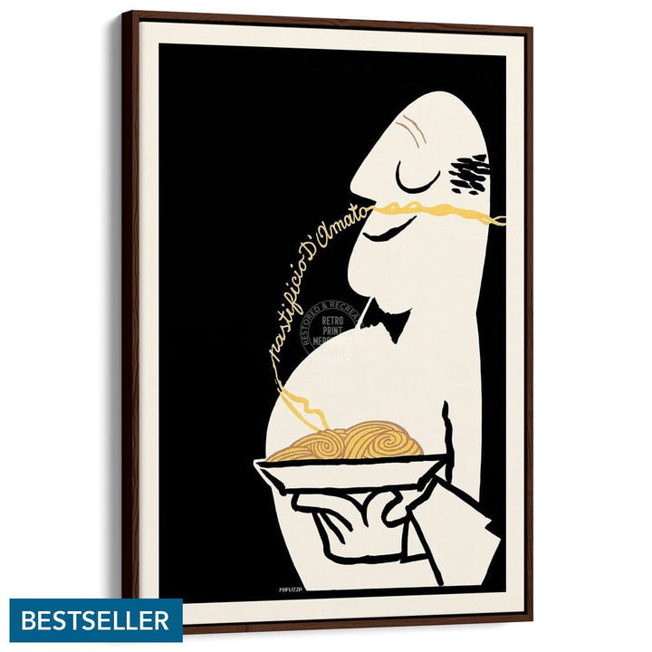 Pastificio Damato Black Background | Italy A3 297 X 420Mm 11.7 16.5 Inches / Canvas Floating Frame -