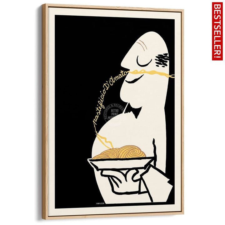 Pastificio Damato Black Background | Italy A3 297 X 420Mm 11.7 16.5 Inches / Canvas Floating Frame -