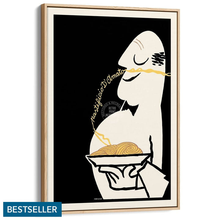 Pastificio Damato Black Background | Italy A3 297 X 420Mm 11.7 16.5 Inches / Canvas Floating Frame -