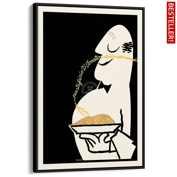 Pastificio Damato Black Background | Italy A3 297 X 420Mm 11.7 16.5 Inches / Canvas Floating Frame -