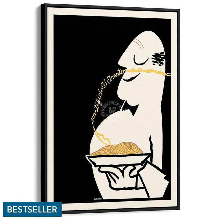 Pastificio Damato Black Background | Italy A3 297 X 420Mm 11.7 16.5 Inches / Canvas Floating Frame -