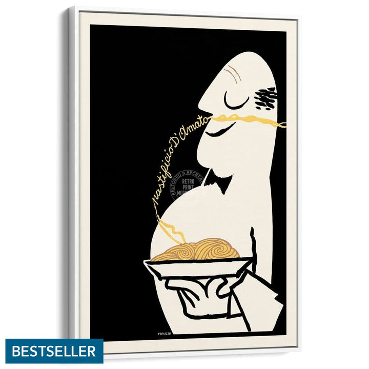 Pastificio Damato Black Background | Italy A3 297 X 420Mm 11.7 16.5 Inches / Canvas Floating Frame -