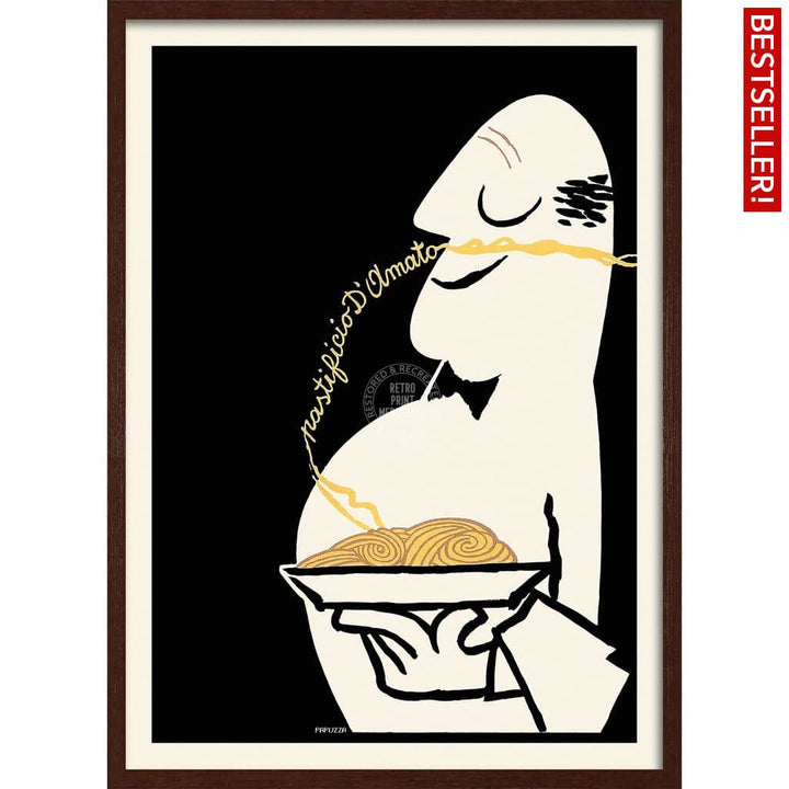 Pastificio Damato Black Background | Italy A3 297 X 420Mm 11.7 16.5 Inches / Framed Print - Dark Oak