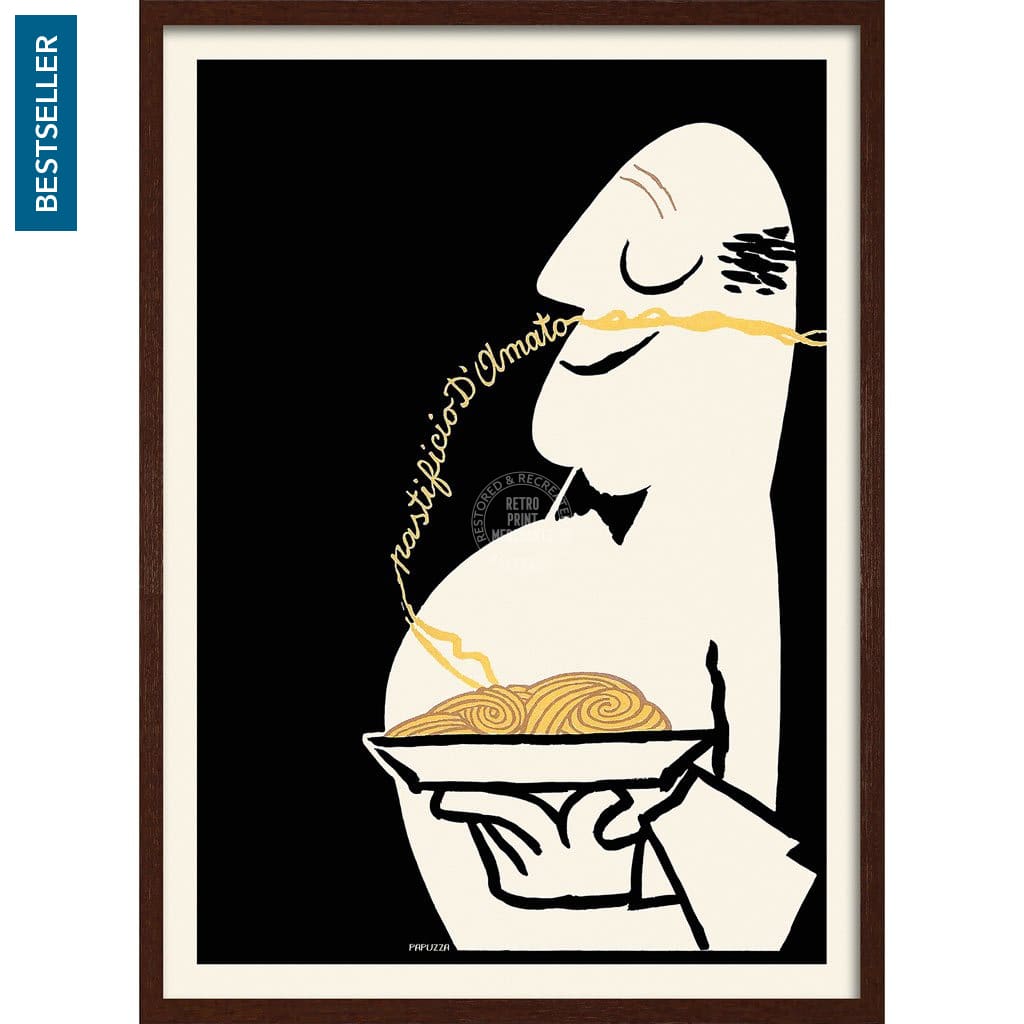Pastificio Damato Black Background | Italy A3 297 X 420Mm 11.7 16.5 Inches / Framed Print - Dark Oak