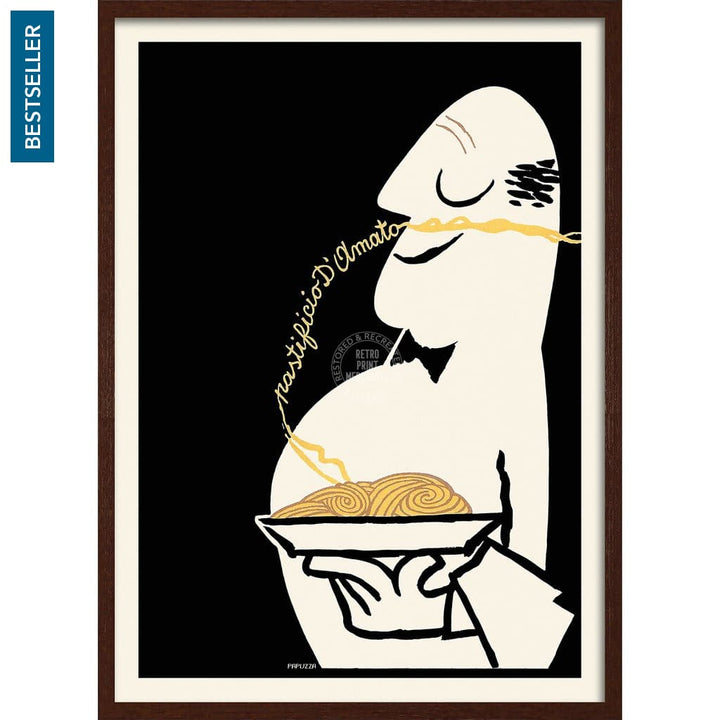 Pastificio Damato Black Background | Italy A3 297 X 420Mm 11.7 16.5 Inches / Framed Print - Dark Oak