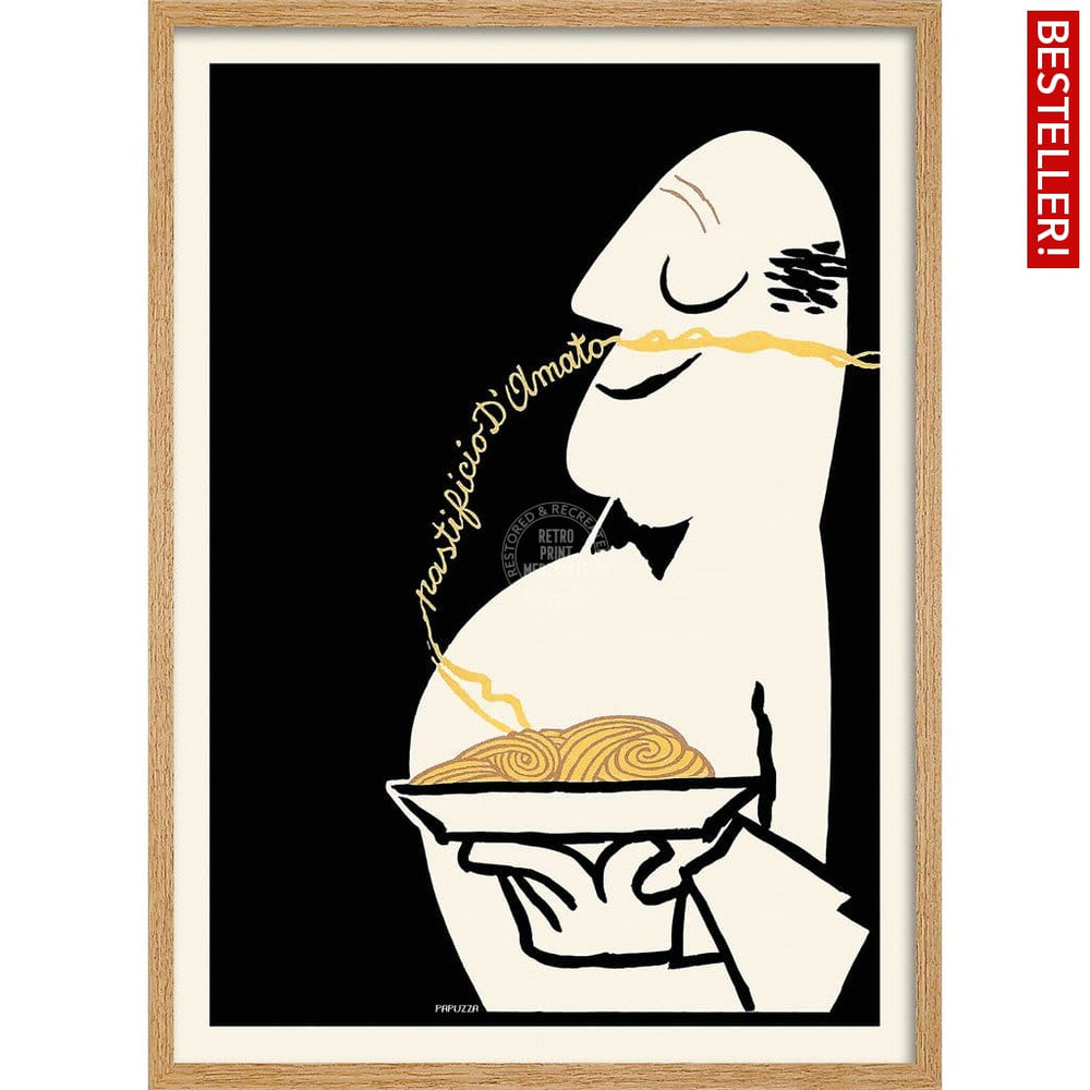 Pastificio Damato Black Background | Italy A3 297 X 420Mm 11.7 16.5 Inches / Framed Print - Natural