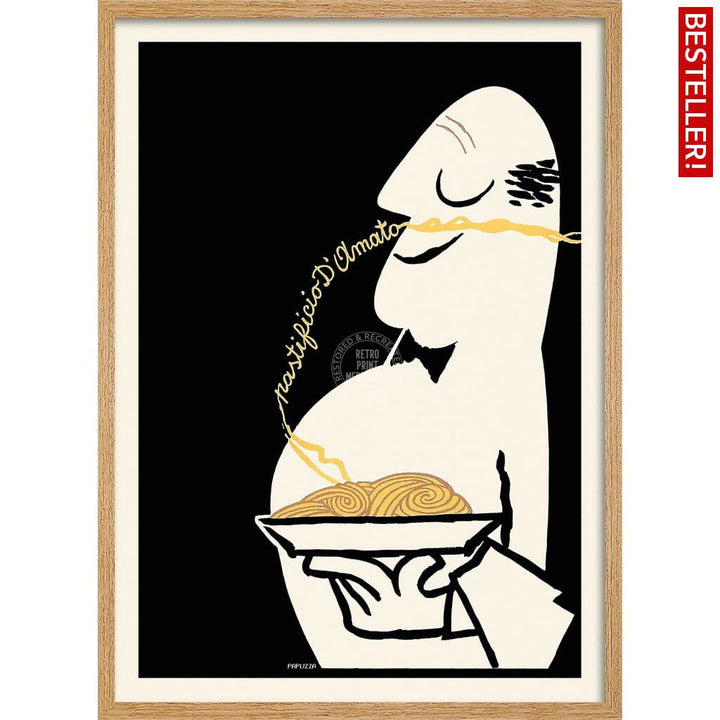 Pastificio Damato Black Background | Italy A3 297 X 420Mm 11.7 16.5 Inches / Framed Print - Natural