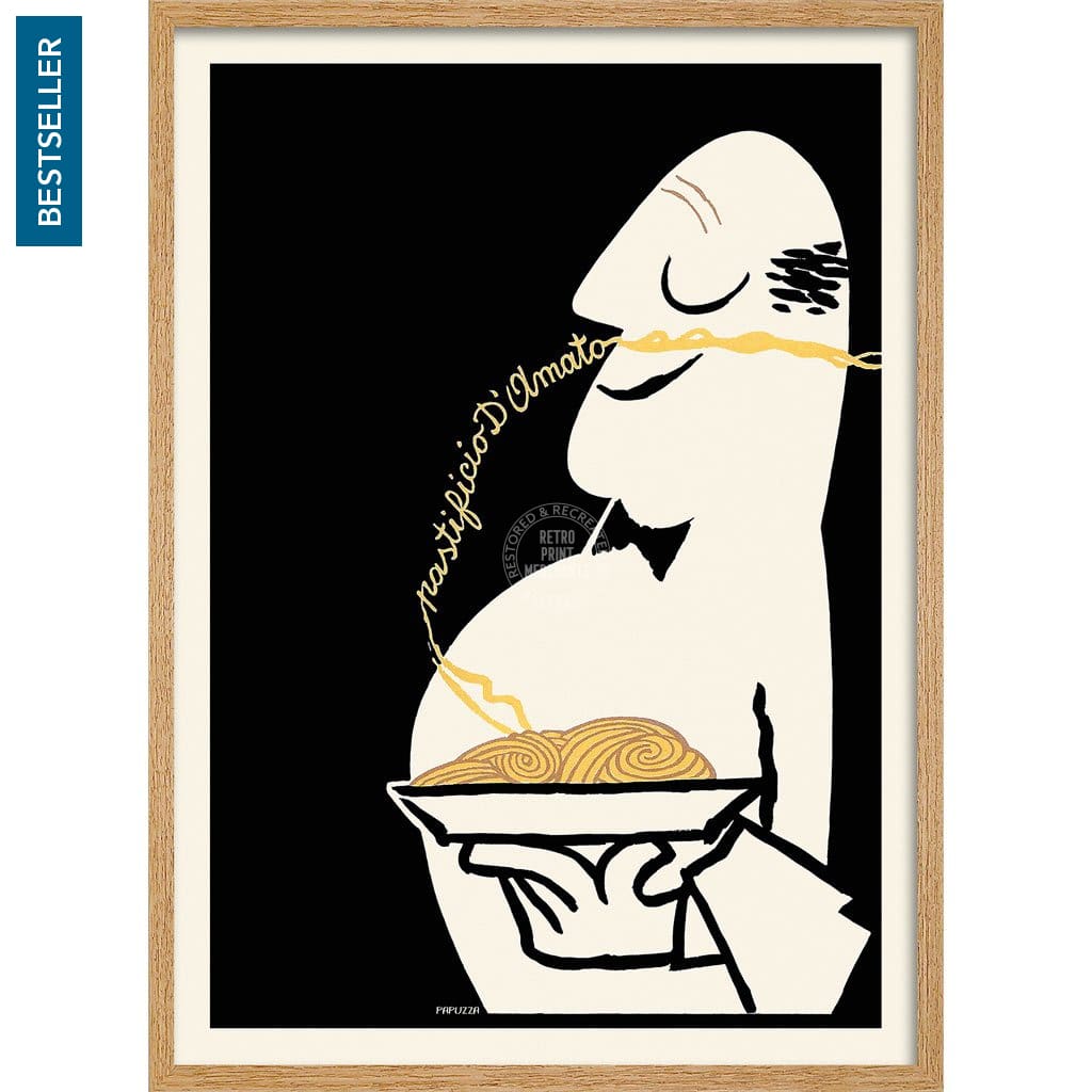 Pastificio Damato Black Background | Italy A3 297 X 420Mm 11.7 16.5 Inches / Framed Print - Natural