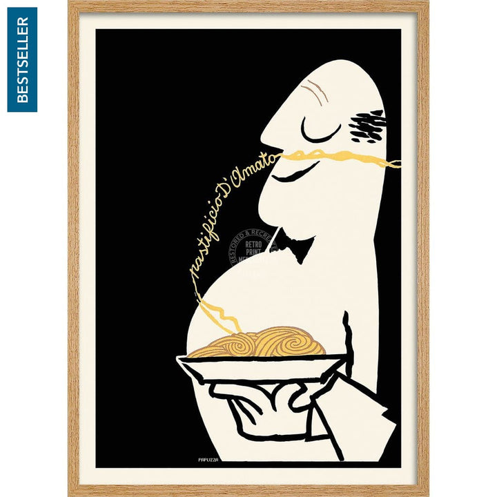 Pastificio Damato Black Background | Italy A3 297 X 420Mm 11.7 16.5 Inches / Framed Print - Natural