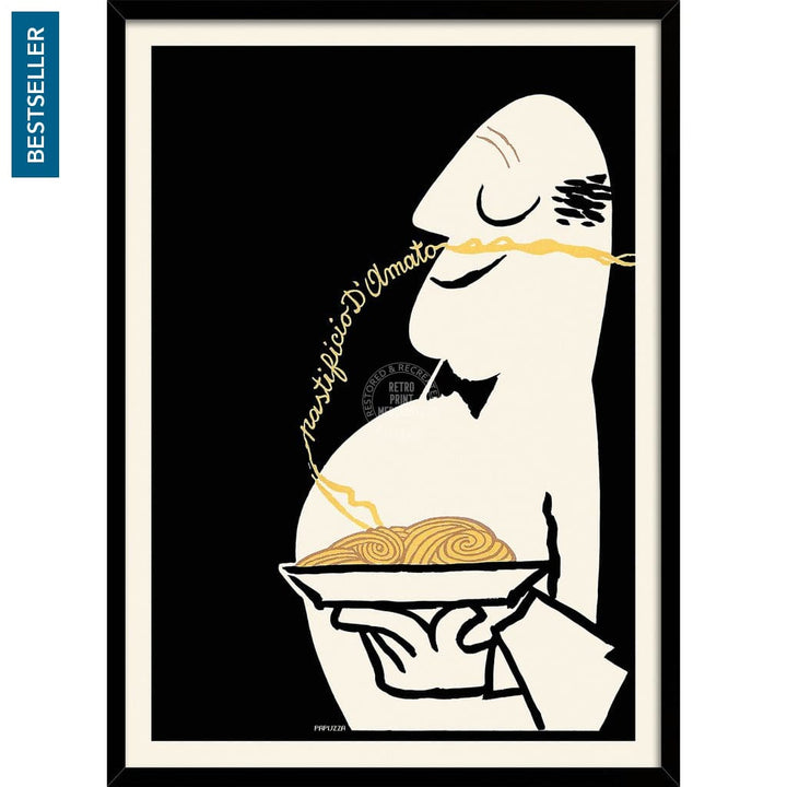 Pastificio Damato Black Background | Italy A3 297 X 420Mm 11.7 16.5 Inches / Framed Print - Black