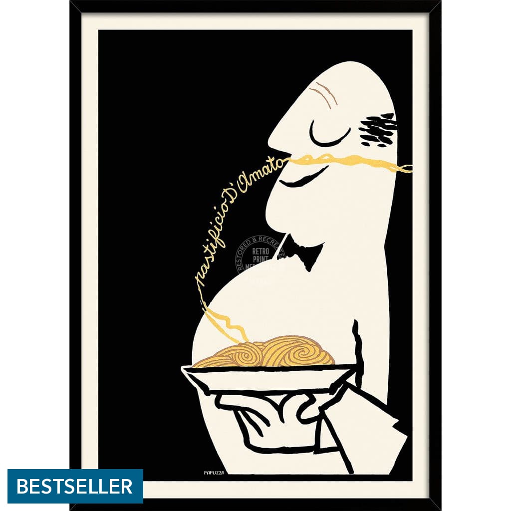 Pastificio Damato Black Background | Italy A3 297 X 420Mm 11.7 16.5 Inches / Framed Print - Black