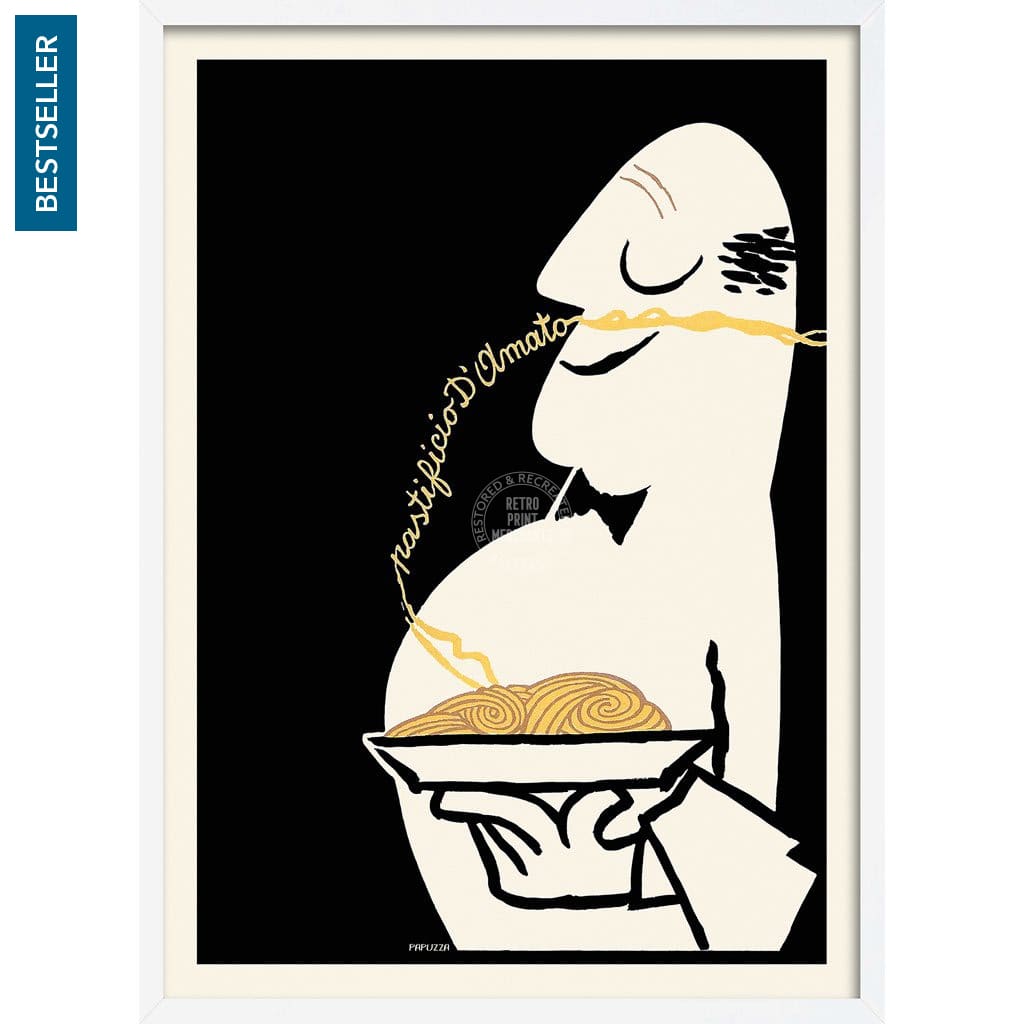 Pastificio Damato Black Background | Italy A3 297 X 420Mm 11.7 16.5 Inches / Framed Print - White