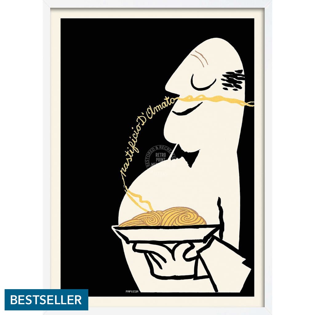 Pastificio Damato Black Background | Italy A3 297 X 420Mm 11.7 16.5 Inches / Framed Print - White