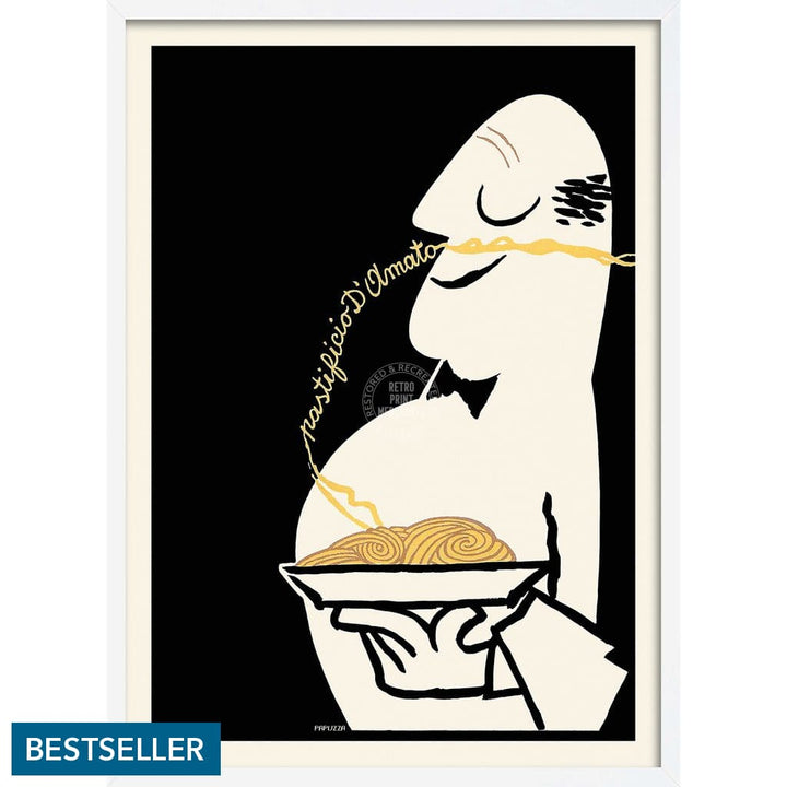 Pastificio Damato Black Background | Italy A3 297 X 420Mm 11.7 16.5 Inches / Framed Print - White