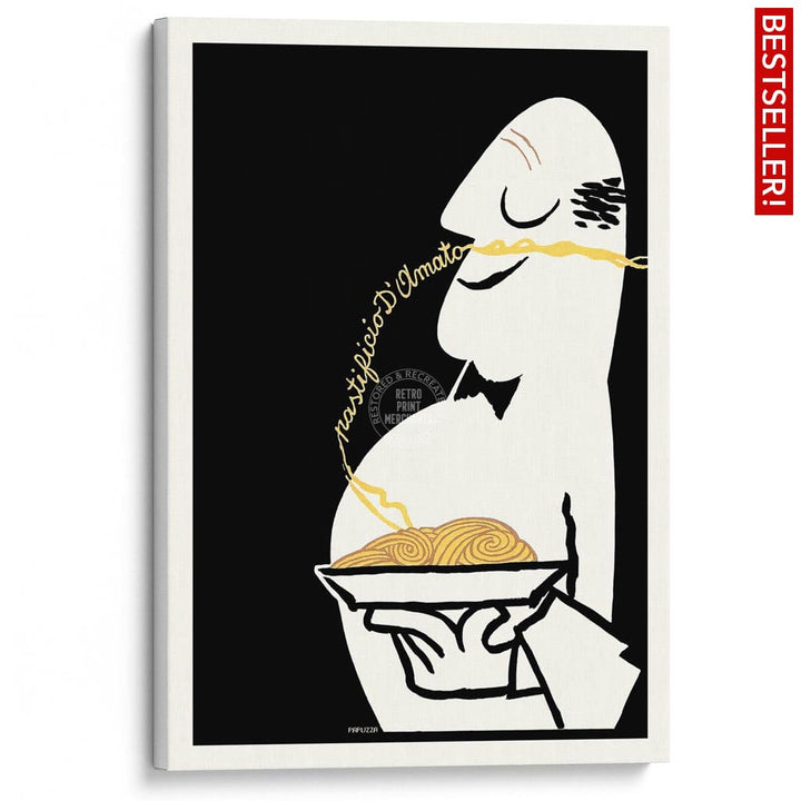 Pastificio Damato Black Background | Italy A3 297 X 420Mm 11.7 16.5 Inches / Stretched Canvas Print