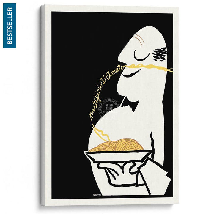 Pastificio Damato Black Background | Italy A3 297 X 420Mm 11.7 16.5 Inches / Stretched Canvas Print