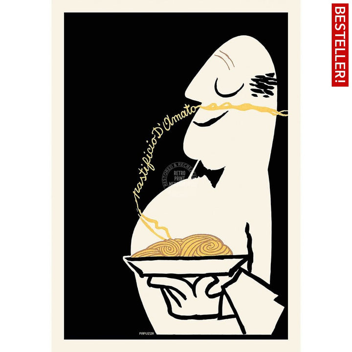 Pastificio Damato Black Background | Italy A3 297 X 420Mm 11.7 16.5 Inches / Unframed Print Art
