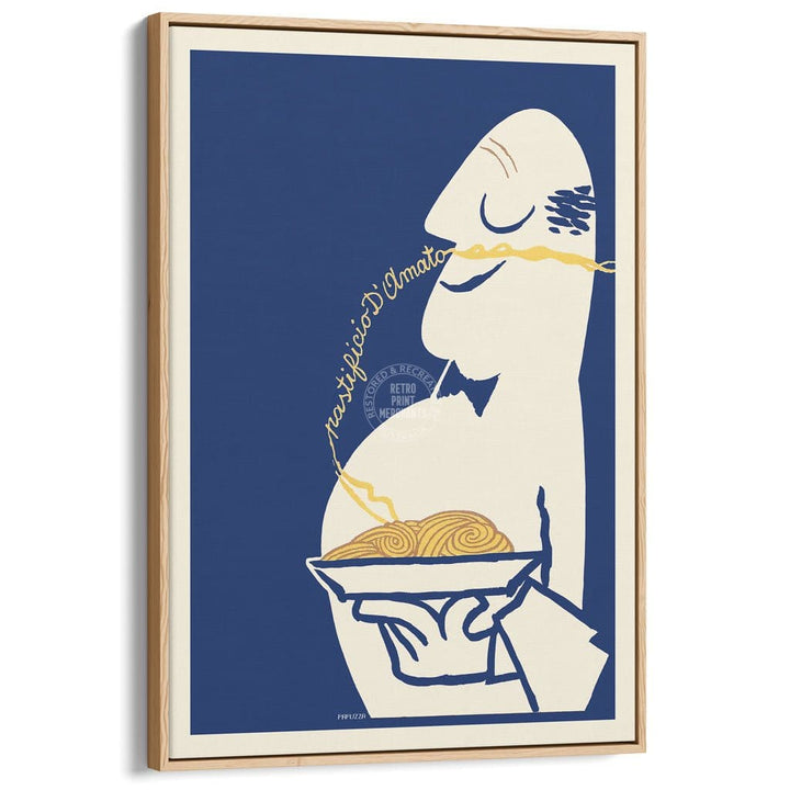 Pastificio Damato | Italy A3 297 X 420Mm 11.7 16.5 Inches / Canvas Floating Frame - Natural Oak