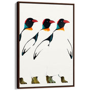 Penguin Parade | Poland A3 297 X 420Mm 11.7 16.5 Inches / Canvas Floating Frame - Dark Oak Timber