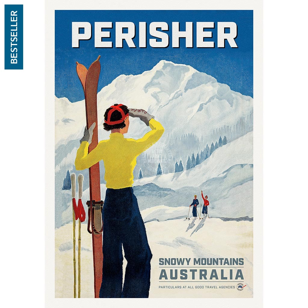 PERISHER SNOWY MOUNTAINS | AUSTRALIA A2 | 420 x 594mm | 16.5 x 23.4 inches / Unframed Print Print Art