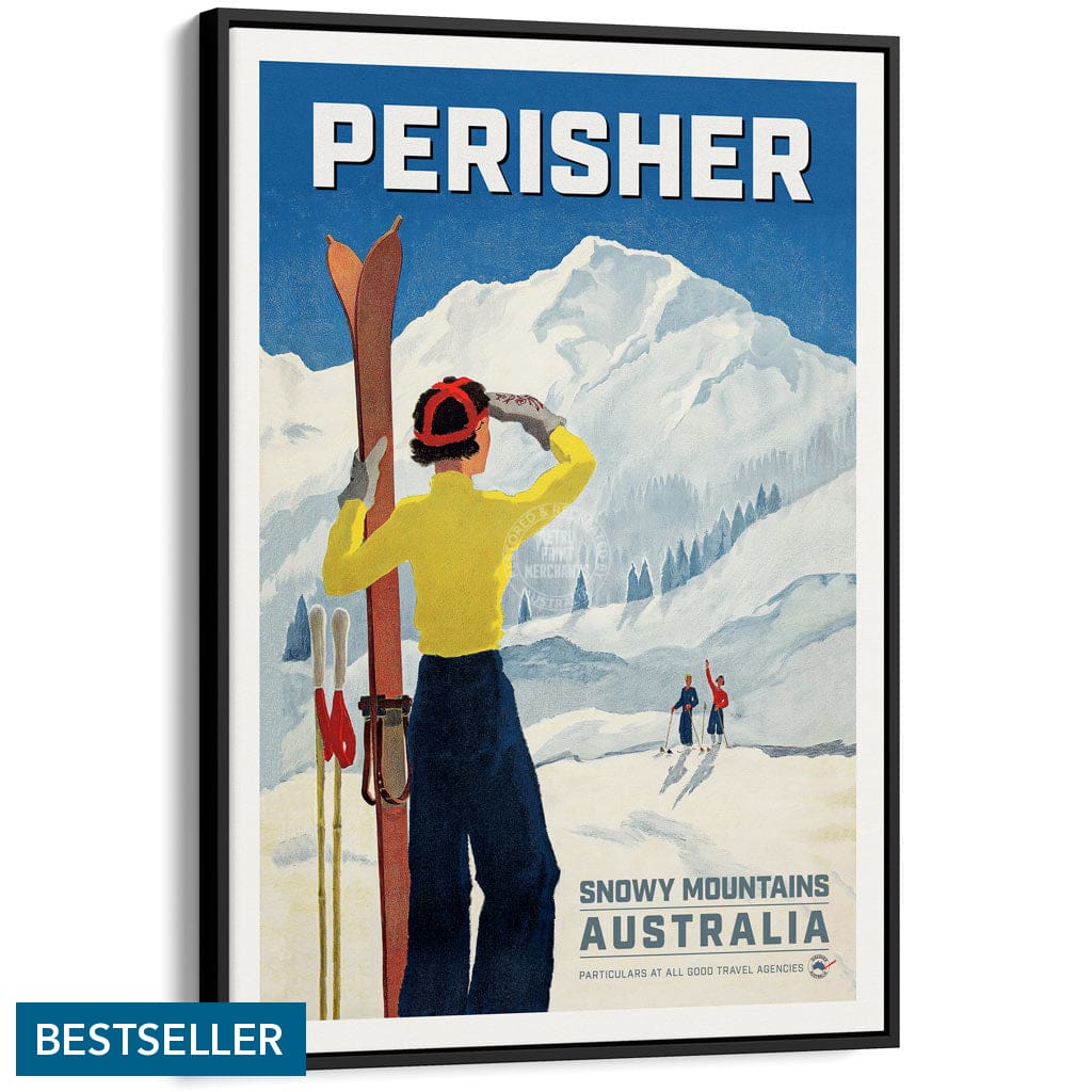 PERISHER SNOWY MOUNTAINS | AUSTRALIA A3 | 297 x 420mm | 11.7 x 16.5 inches / Canvas Floating Frame: Black Timber Print