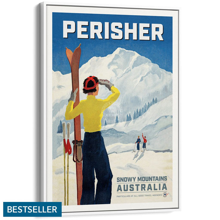 PERISHER SNOWY MOUNTAINS | AUSTRALIA A3 | 297 x 420mm | 11.7 x 16.5 inches / Canvas Floating Frame: White Timber Print