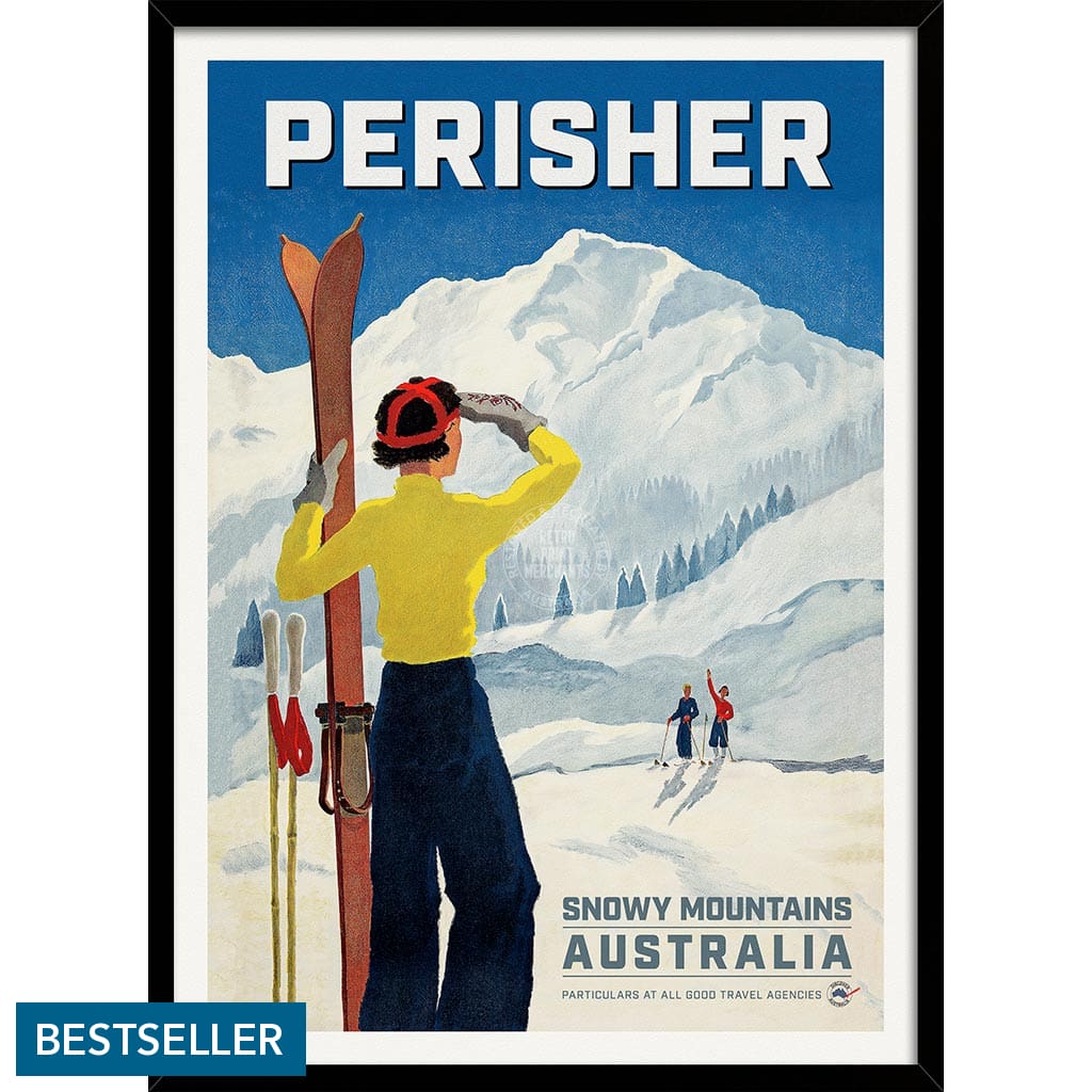PERISHER SNOWY MOUNTAINS | AUSTRALIA A3 | 297 x 420mm | 11.7 x 16.5 inches / Framed Print: Black Timber Print Art