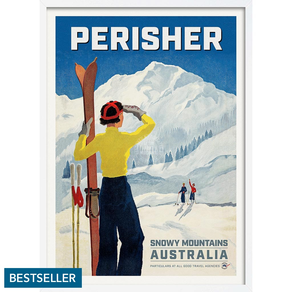 PERISHER SNOWY MOUNTAINS | AUSTRALIA A3 | 297 x 420mm | 11.7 x 16.5 inches / Framed Print: White Timber Print Art