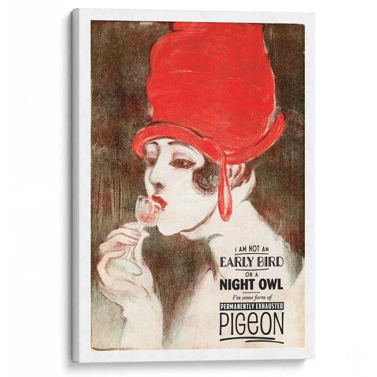 Permanently Exhausted Pigeon | Global A3 297 X 420Mm 11.7 16.5 Inches / Stretched Canvas Print Art
