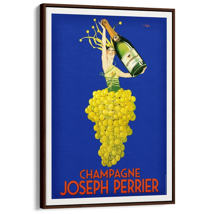 Perrier Champagne | France A3 297 X 420Mm 11.7 16.5 Inches / Canvas Floating Frame - Dark Oak Timber