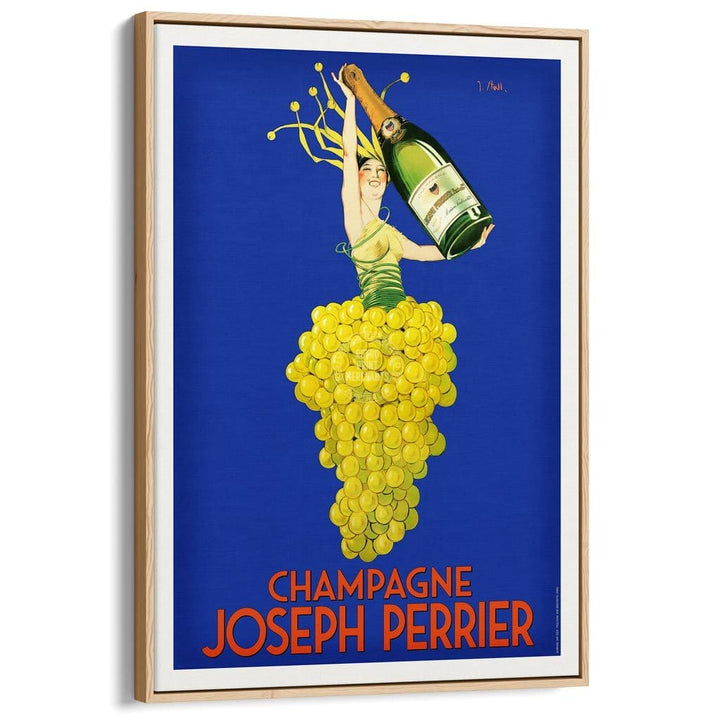 Perrier Champagne | France A3 297 X 420Mm 11.7 16.5 Inches / Canvas Floating Frame - Natural Oak