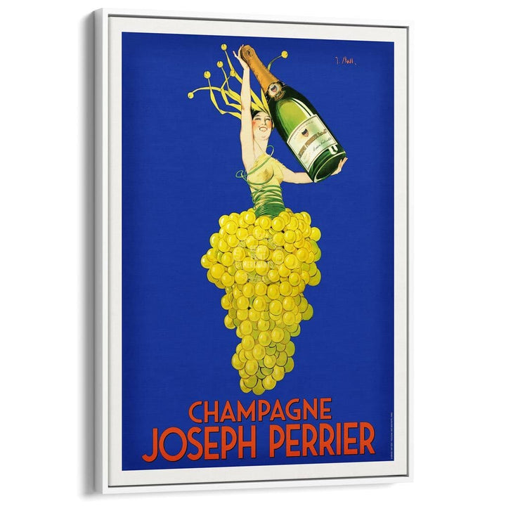 Perrier Champagne | France A3 297 X 420Mm 11.7 16.5 Inches / Canvas Floating Frame - White Timber
