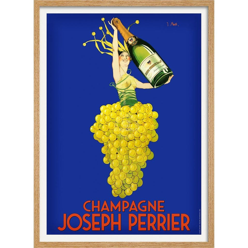 Perrier Champagne | France A3 297 X 420Mm 11.7 16.5 Inches / Framed Print - Natural Oak Timber Art