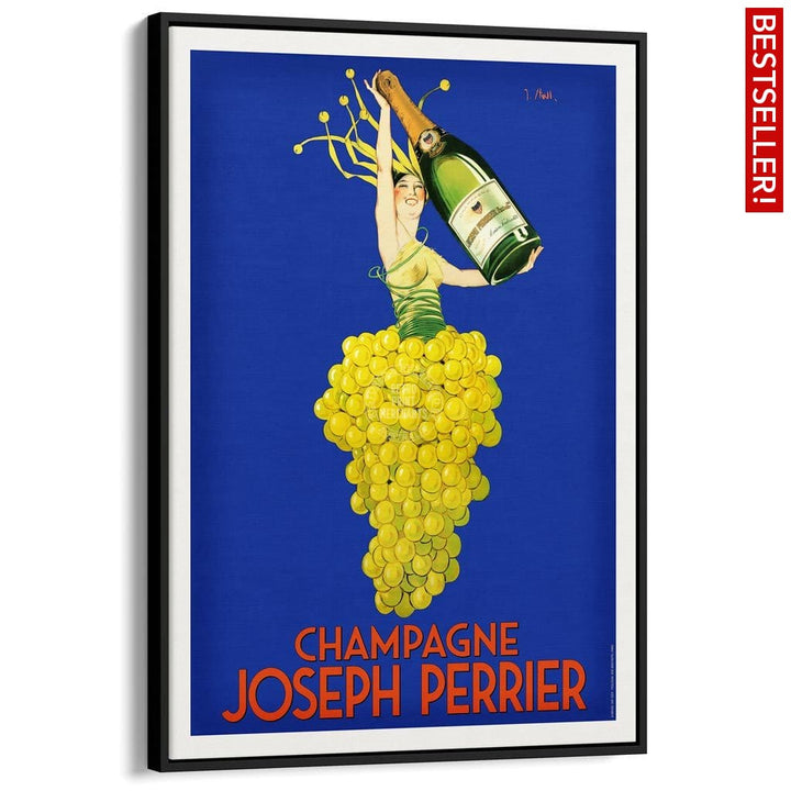 Perrier Champagne | France A3 297 X 420Mm 11.7 16.5 Inches / Canvas Floating Frame - Black Timber
