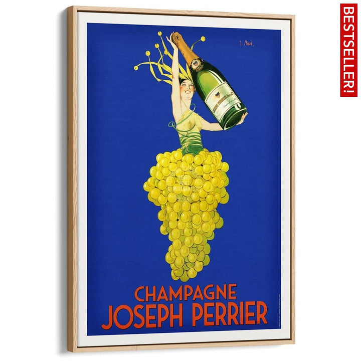 Perrier Champagne | France A3 297 X 420Mm 11.7 16.5 Inches / Canvas Floating Frame - Natural Oak