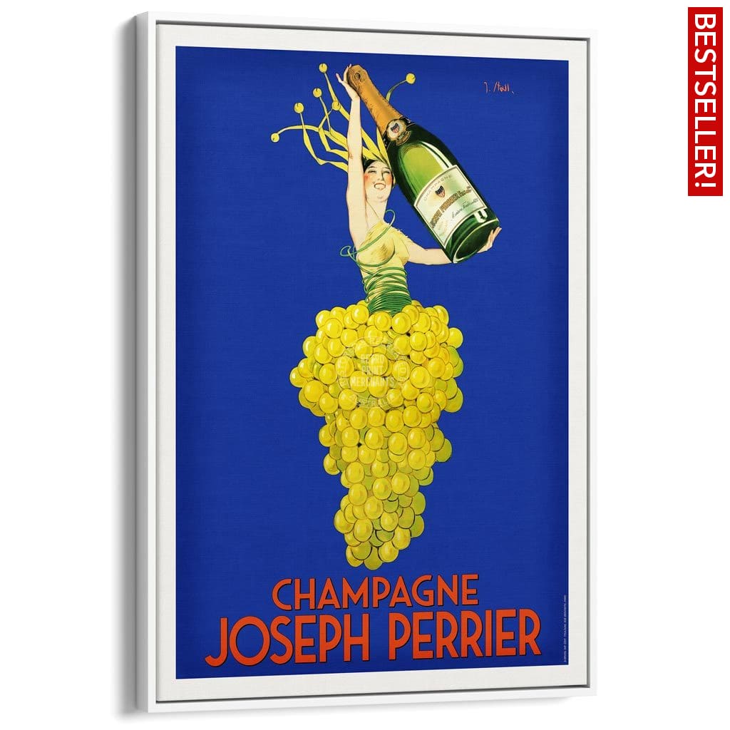 Perrier Champagne | France A3 297 X 420Mm 11.7 16.5 Inches / Canvas Floating Frame - White Timber