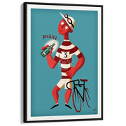 Perrier Pschitt Cyclist | France A3 297 X 420Mm 11.7 16.5 Inches / Canvas Floating Frame - Black