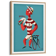Perrier Pschitt Cyclist | France A3 297 X 420Mm 11.7 16.5 Inches / Canvas Floating Frame - Natural