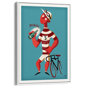 Perrier Pschitt Cyclist | France A3 297 X 420Mm 11.7 16.5 Inches / Canvas Floating Frame - White