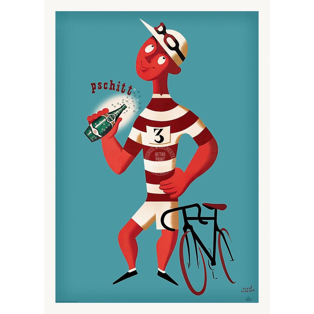 Perrier Pschitt Cyclist | France A3 297 X 420Mm 11.7 16.5 Inches / Unframed Print Art