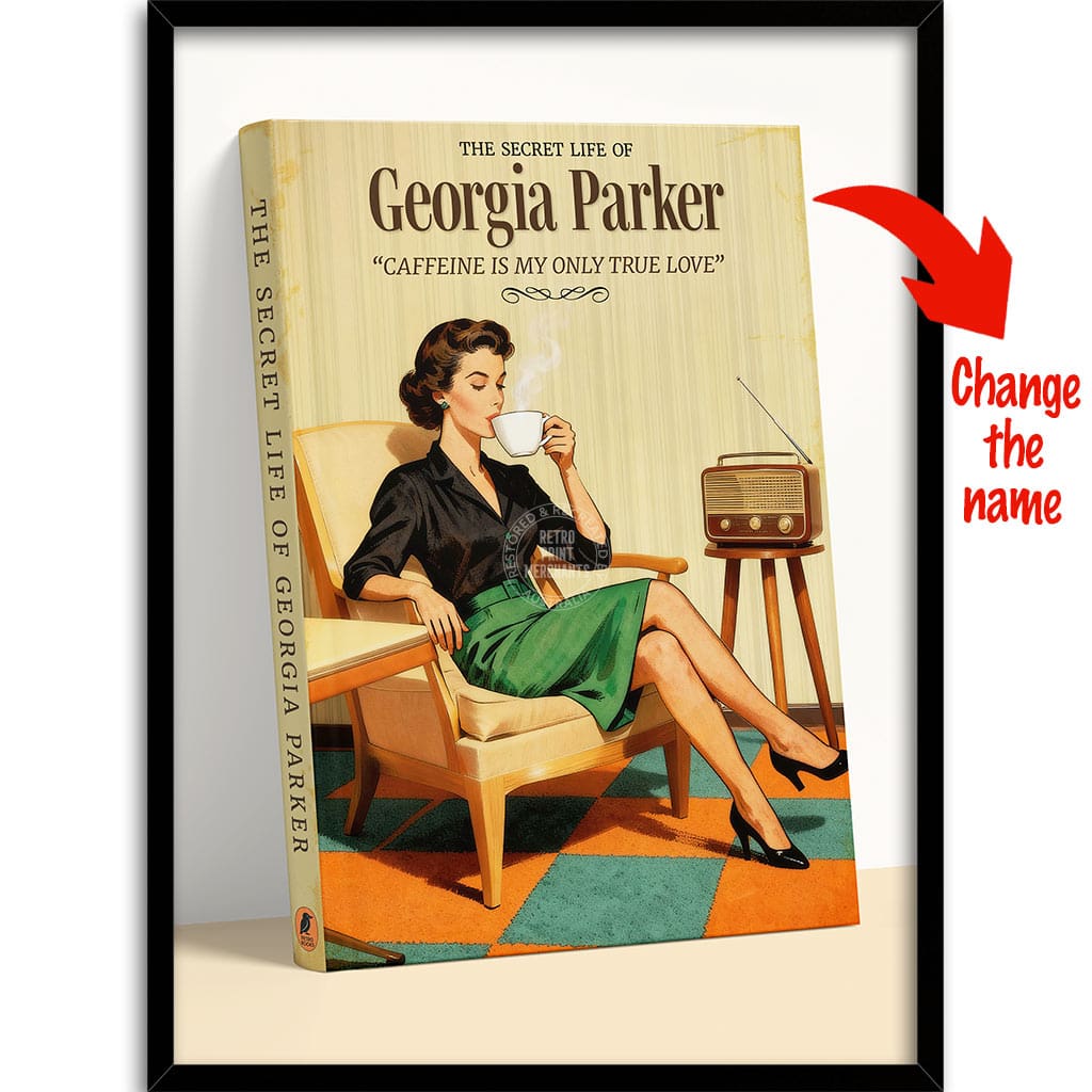 PERSONALISED COVER STORY | CAFFEINE LOVER A4 | 210 x 297mm | 8.3 x 11.7 inches / Framed Print: Black Timber Print Art