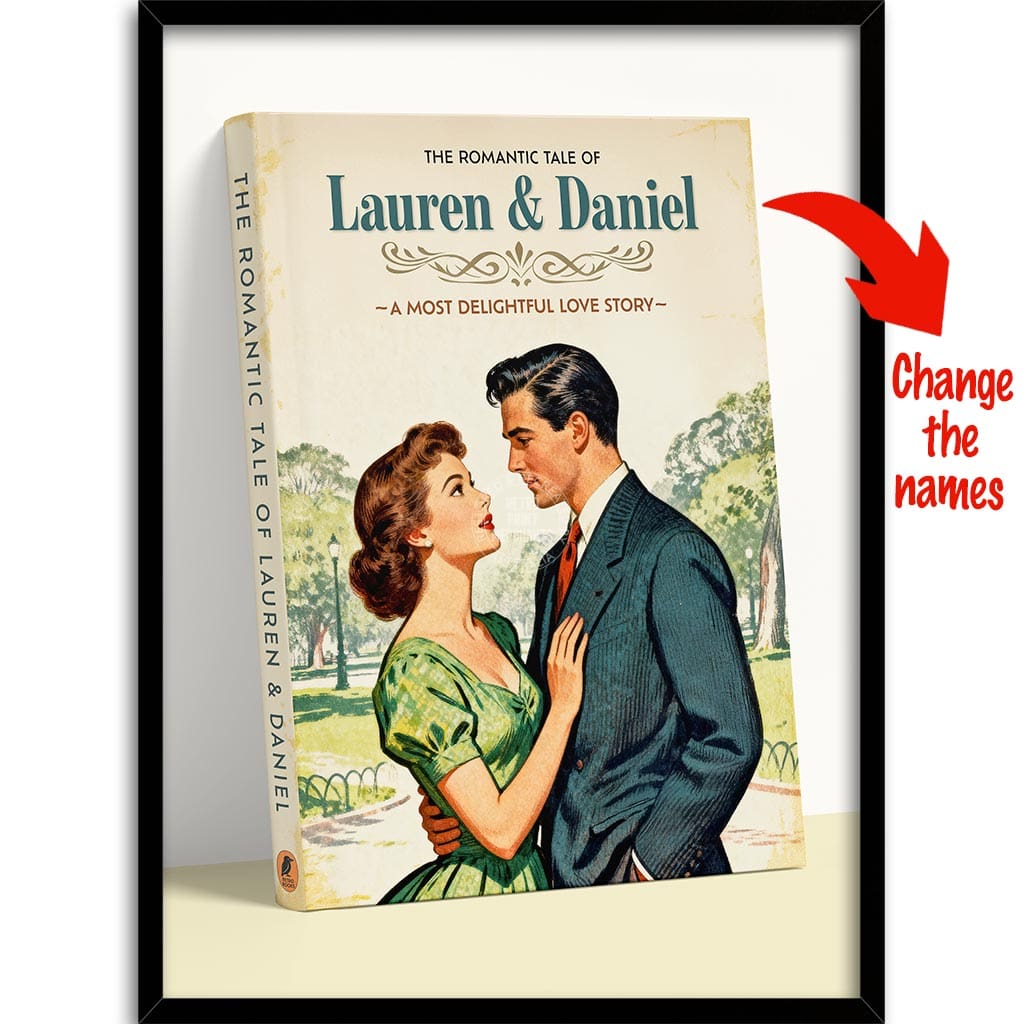 PERSONALISED COVER STORY | LOVE STORY A4 | 210 x 297mm | 8.3 x 11.7 inches / Framed Print: Black Timber Print Art