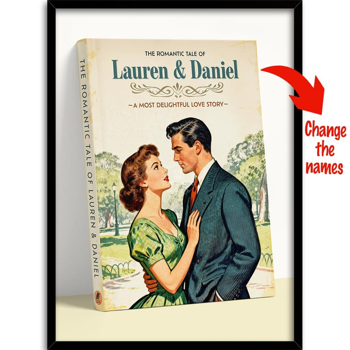 PERSONALISED COVER STORY | LOVE STORY A4 | 210 x 297mm | 8.3 x 11.7 inches / Framed Print: Black Timber Print Art