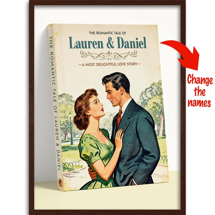 PERSONALISED COVER STORY | LOVE STORY A4 | 210 x 297mm | 8.3 x 11.7 inches / Framed Print: Chocolate Oak Timber Print