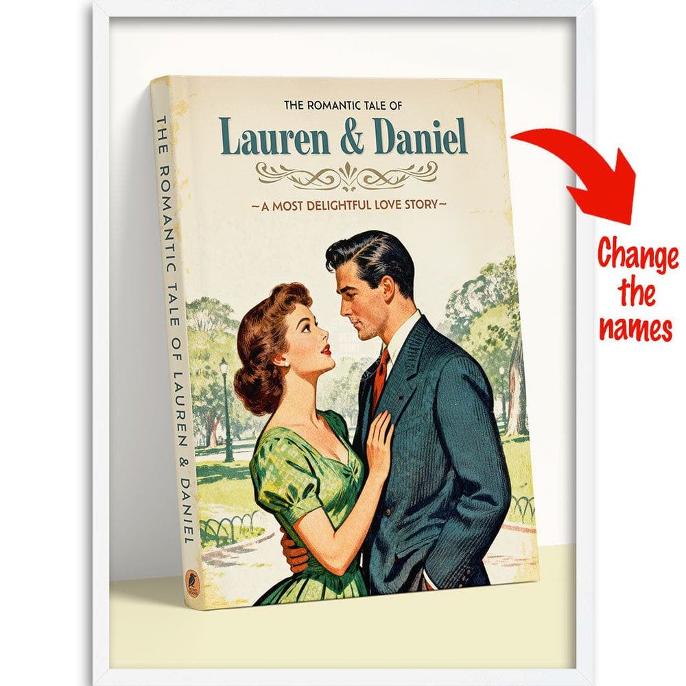 PERSONALISED COVER STORY | LOVE STORY A4 | 210 x 297mm | 8.3 x 11.7 inches / Framed Print: White Timber Print Art