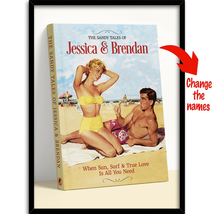 PERSONALISED COVER STORY | SANDY TALES A4 | 210 x 297mm | 8.3 x 11.7 inches / Framed Print: Black Timber Print Art