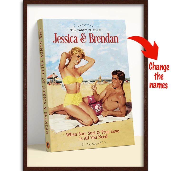 PERSONALISED COVER STORY | SANDY TALES A4 | 210 x 297mm | 8.3 x 11.7 inches / Framed Print: Chocolate Oak Timber Print